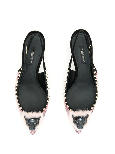 Shop Dolce & Gabbana Sequins And Studs Slingbacks In Rosa/nero (pink)