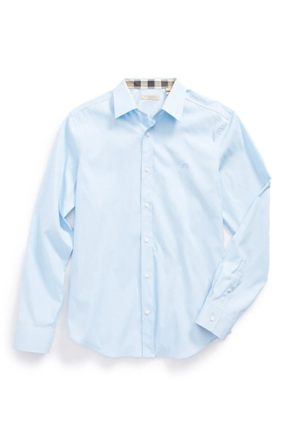 Shop Burberry Cambridge Aboyd Sport Shirt In Pale Blue