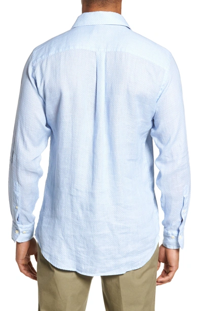 Shop Peter Millar Whirlwind Regular Fit Linen Sport Shirt In Tar Heel Blue