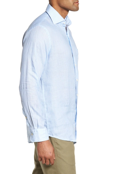 Shop Peter Millar Whirlwind Regular Fit Linen Sport Shirt In Tar Heel Blue