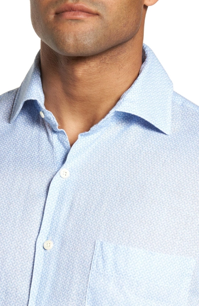 Shop Peter Millar Whirlwind Regular Fit Linen Sport Shirt In Tar Heel Blue