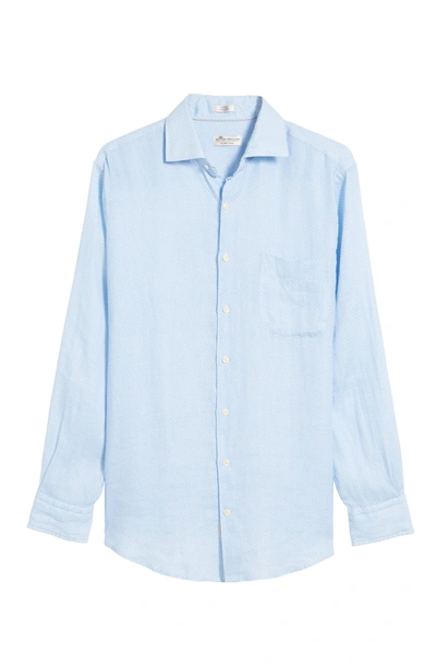 Shop Peter Millar Whirlwind Regular Fit Linen Sport Shirt In Tar Heel Blue