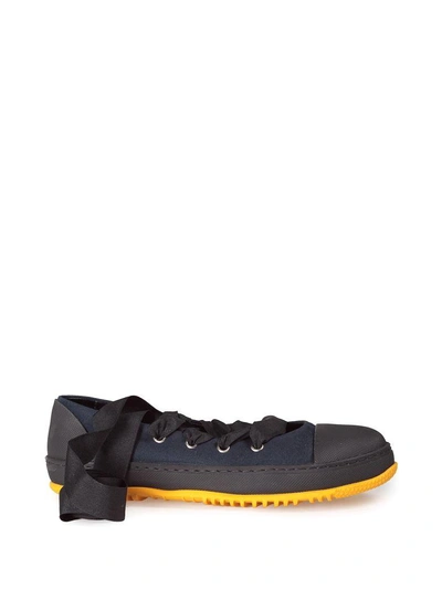 Shop Marni Lace-up Canvas Ballet-sneakers In Blu