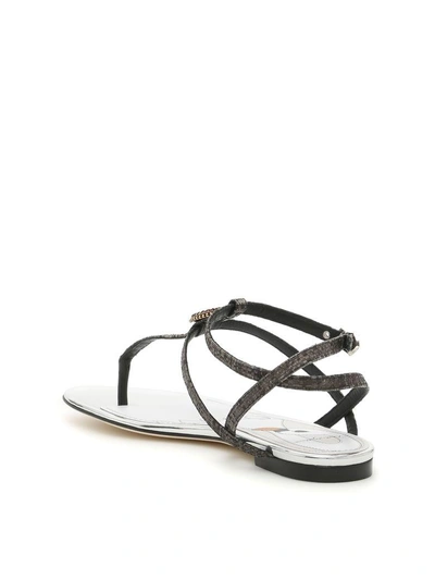Shop Dolce & Gabbana Tropea Mirror Sandals In Nero/argento (metallic)
