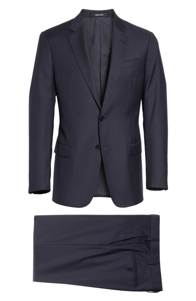 Shop Emporio Armani Trim Fit Solid Wool Suit In Navy