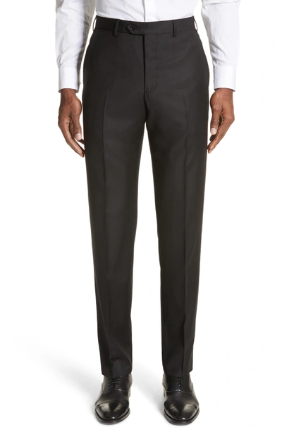 Shop Emporio Armani Trim Fit Solid Wool Suit In Black