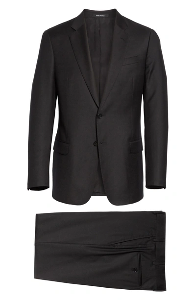 Shop Emporio Armani Trim Fit Solid Wool Suit In Black