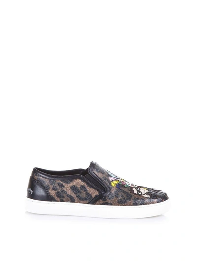 Shop Dolce & Gabbana Designers Patch Leopard Printed Sneakers