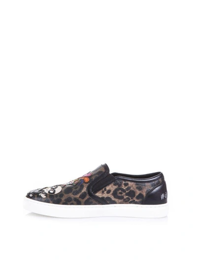 Shop Dolce & Gabbana Designers Patch Leopard Printed Sneakers