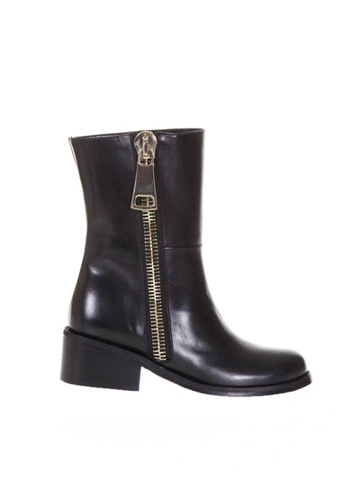 Shop Aldo Castagna Black Leather Biker Boots