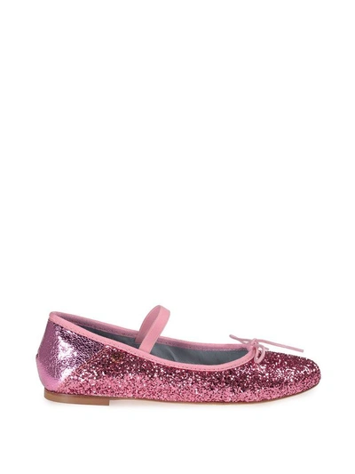 Shop Chiara Ferragni Glittered Ballet Flat In Fuxia