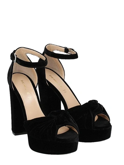 Shop Dei Mille Black Velvet Knot Sandals