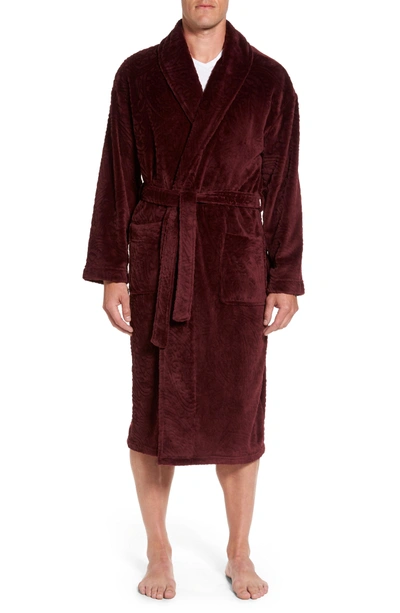 Shop Majestic Midtown Robe In Burgundy Paisley