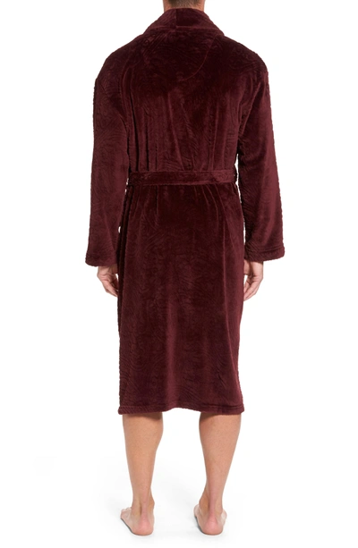 Shop Majestic Midtown Robe In Burgundy Paisley