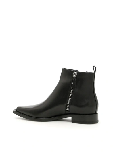 Shop Alexander Mcqueen Leather Booties With Chain In Black Black Silv|nero