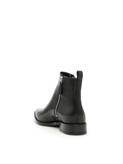 Shop Alexander Mcqueen Leather Booties With Chain In Black Black Silv|nero