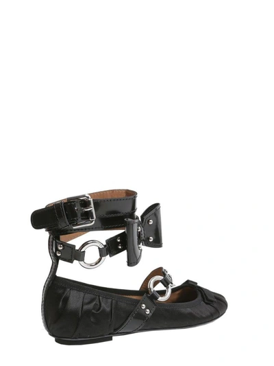 Shop Moschino Ballerina Flats With Patent Leather Strap In Nero