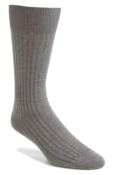 Shop Pantherella Cotton Blend Mid Calf Dress Socks In Mid Grey
