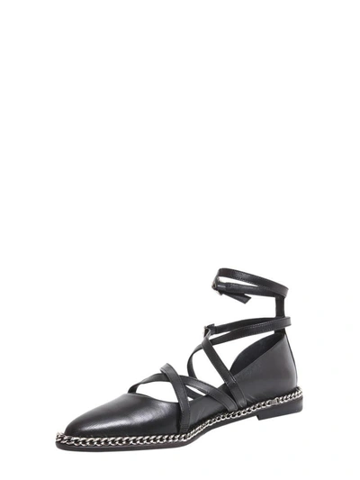 Shop Lanvin Chain Ballet Flats In Nero