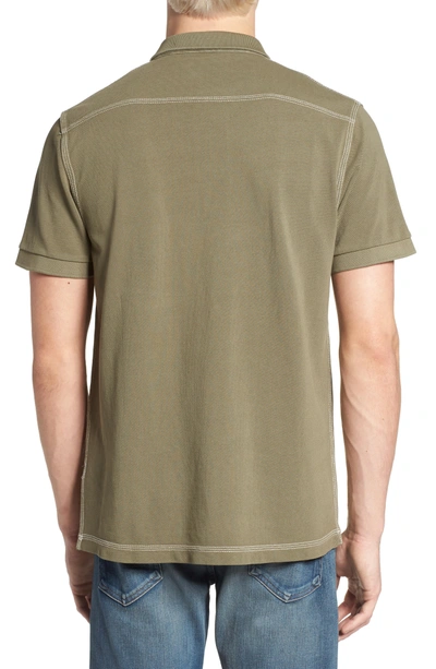 Shop French Connection Triple Stitch Slim Fit Polo In Deep Lichen Green