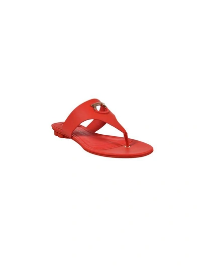 Shop Ferragamo Enfola Flat Sandals In Red