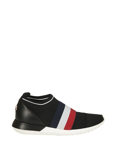 Shop Moncler Stripe Slip On Sneakers In Black