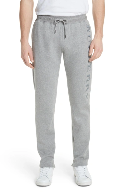 Shop Burberry Nickford Lounge Pants In Pale Grey Melange