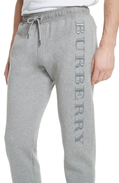 Shop Burberry Nickford Lounge Pants In Pale Grey Melange