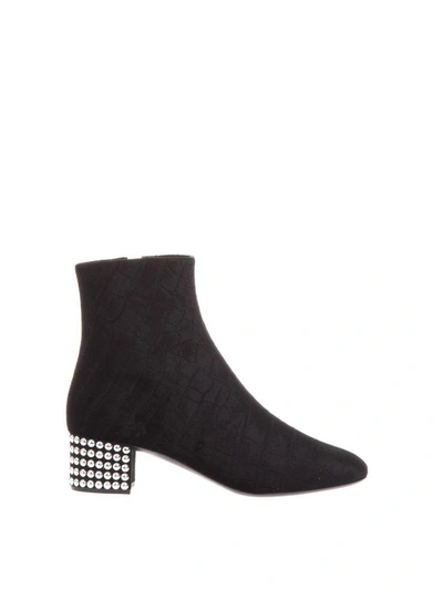Shop Giuseppe Zanotti Embellished Velvet Ankle Boots In Black