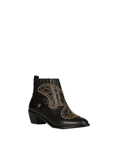 Shop Sophia Webster Karina Embellished Leather Ankle Boots In Black