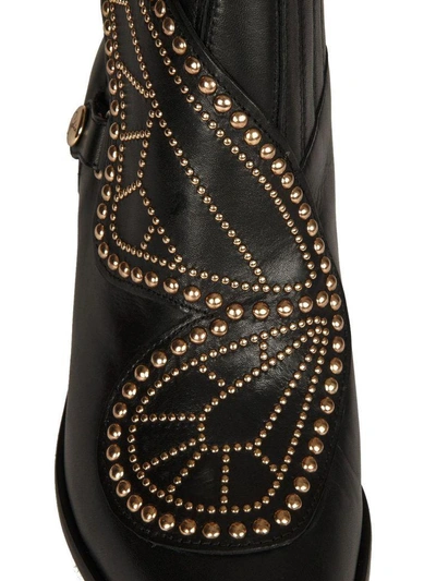 Shop Sophia Webster Karina Embellished Leather Ankle Boots In Black