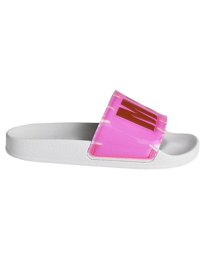 Shop Msgm Logo Sliders In White E Pink