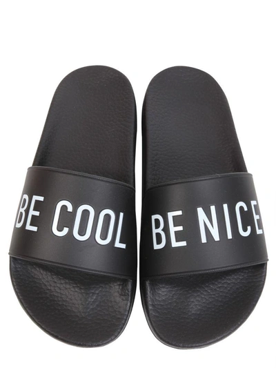 Shop Dsquared2 Be Cool Be Nice Slide Sandals In Nero