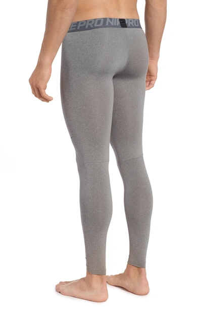 Shop Nike Pro Athletic Tights In Carbon Heather/ Grey/ Black