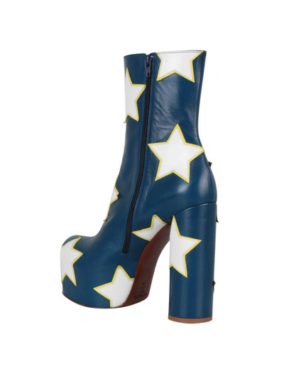 Shop Vetements Star Appliqué Leather Platform Boots In Blu