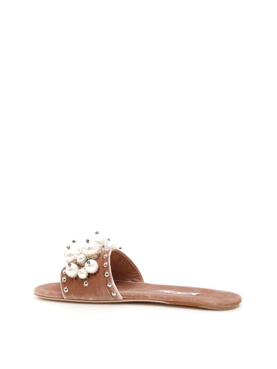 Shop Miu Miu Velvet Slides In Cammeo|rosa