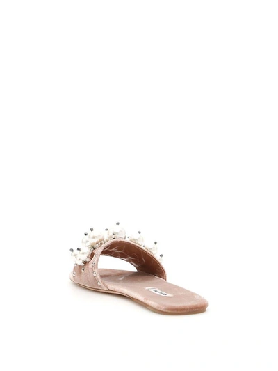 Shop Miu Miu Velvet Slides In Cammeo|rosa