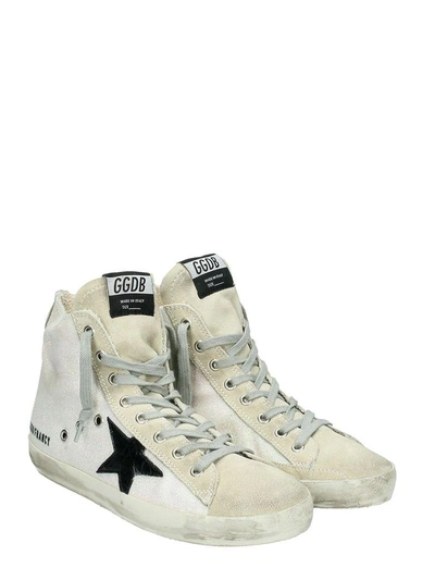 Shop Golden Goose Francy Beige Leather Sneaker In White