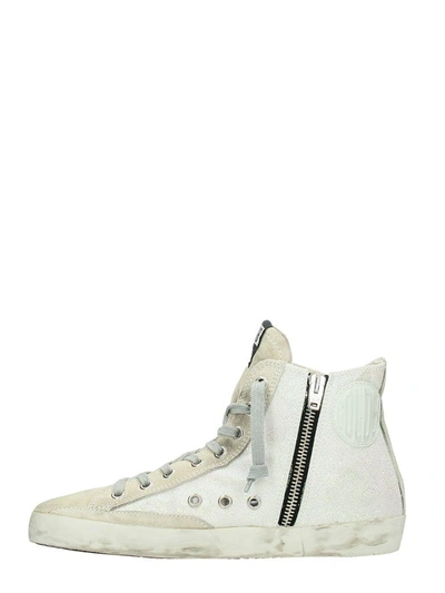 Shop Golden Goose Francy Beige Leather Sneaker In White