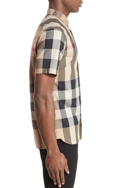 Shop Burberry Thornaby Trim Fit Check Sport Shirt In Camel