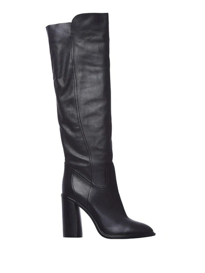 Shop Casadei Black Leather Boots In Nero