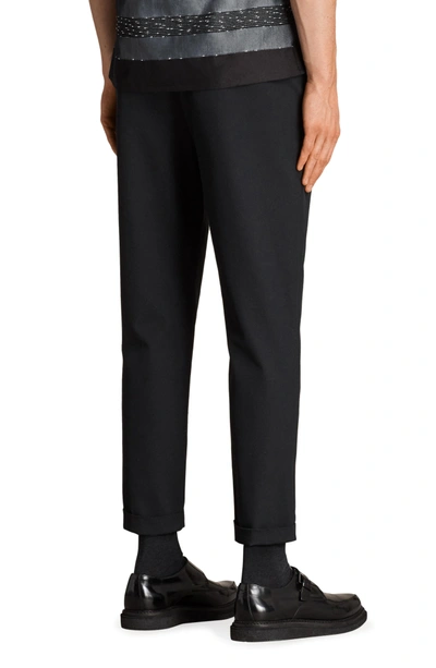 Shop Allsaints Tallis Pleated Cotton & Wool Trousers In Black