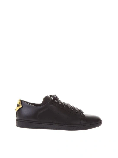 Shop Saint Laurent Signature Court Classic Sl/01 Lips Sneaker With Silver And Gold Metallic Snakeskin In Black