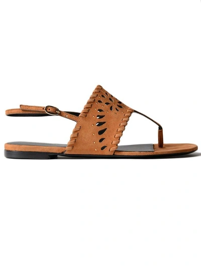 Shop Ermanno Scervino Cut-out Flat Sandals In Marrone