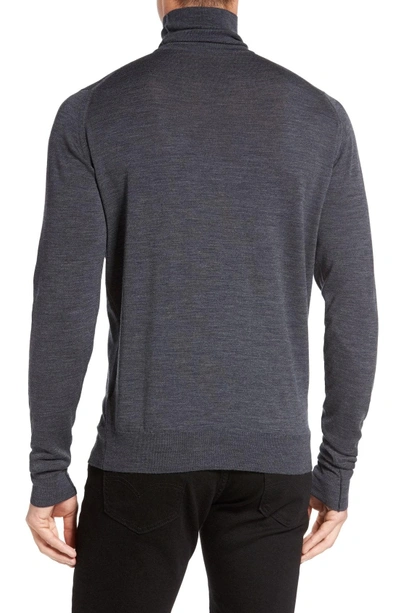 Shop John Smedley 'richards' Easy Fit Turtleneck Wool Sweater In Charcoal