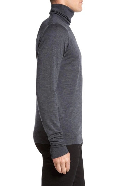 Shop John Smedley 'richards' Easy Fit Turtleneck Wool Sweater In Charcoal