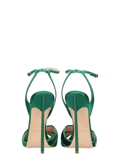 Shop Casadei Emerald Suede Satin Sandals In Green