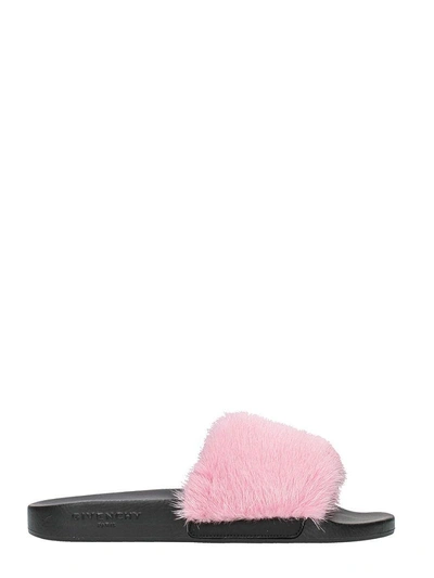 Shop Givenchy Bright Pink Fur Slides In Rose-pink