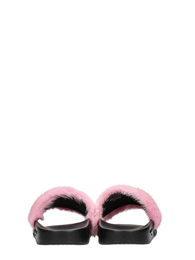 Shop Givenchy Bright Pink Fur Slides In Rose-pink