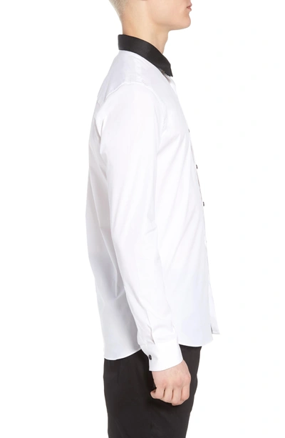 Shop Topman Muscle Fit Contrast Collar Sport Shirt In White Multi